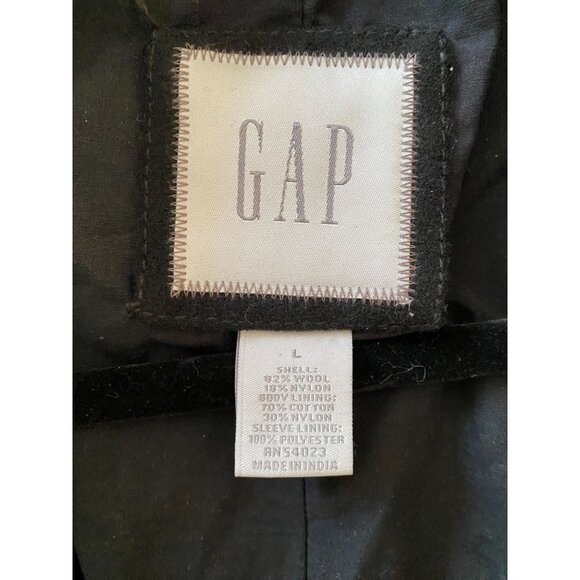 Vintage Gap Mens Wool-Blend‎ Coat Black Large Size Classic Style Warm Outerwear - Picture 4 of 7